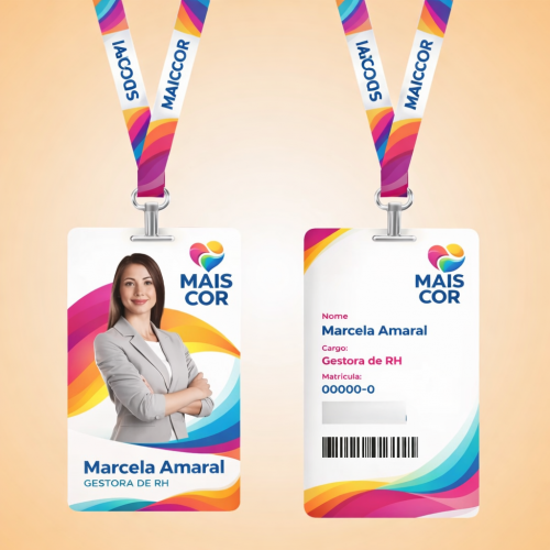 Crachá completo com jacaré + Cordinha Personalizada